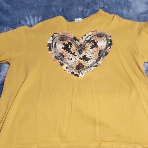 Yellow Sunflower Heart T-Shirt